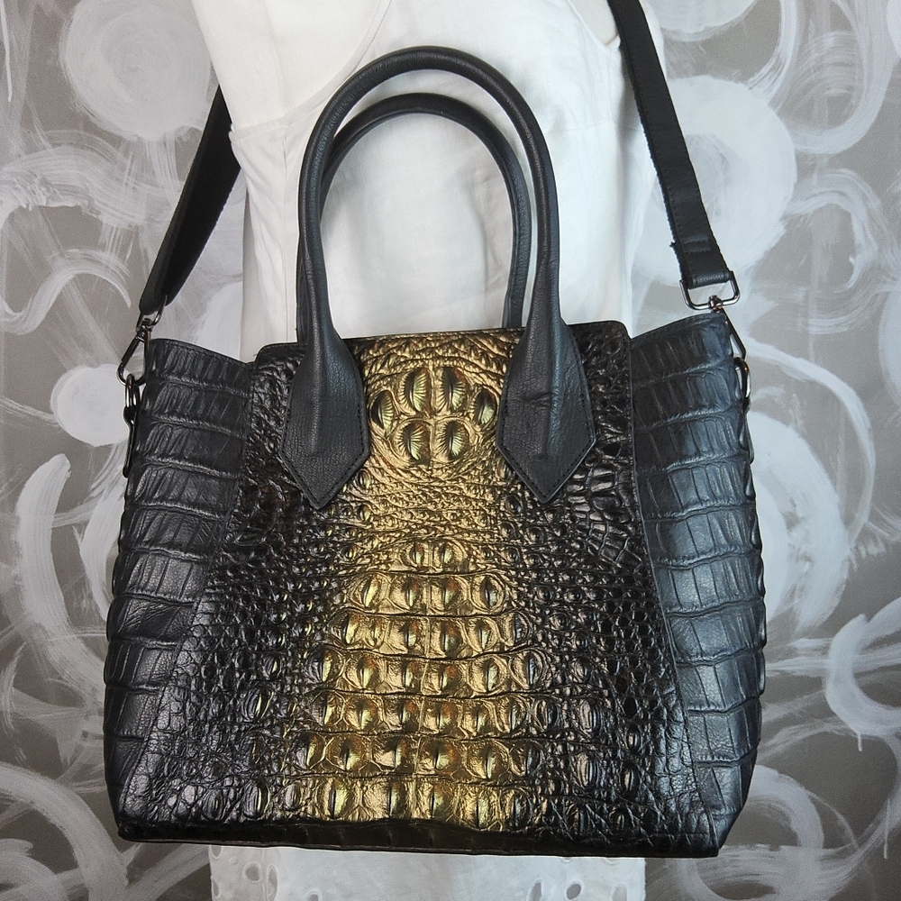 Black Label Black and Gold Embossed Tote